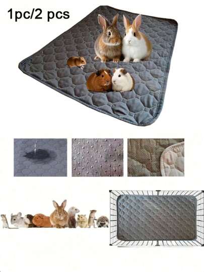 1pc/2pcs Washable Anti-Slip Absorbent & Quick Dry Hamster Rabbit Urine Pad, Reusable Pet Pee Mat Pad, Suitable For Small Pets All Seasons