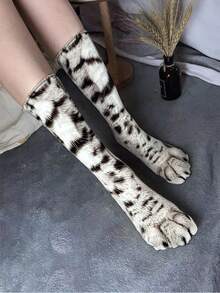 1 Pair 3D Animal Paw Digital Print Socks, Realistic Cat/Dog Novelty Funny Socks For Adults - Multicolor - View 4