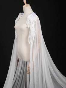 Bridal Shawl Embroidered Lace Wing Cape - Ideal Costume Prop For Women's Fairy Queen Role Play Party And Cosplay, Stand Collar Cloak - Multicolor - View 7