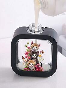 Cute Black Cat & Floral Soap Dispenser - Refillable Pump Bottle, Compact & Elegant, Suitable For Kitchen/Bathroom, Can Hold Dish Soap, Hand Wash, Lotion Etc. - Ideal Housewarming Gift For Cat Lovers, Spring Decor - Durable Plastic Material, Bathroom Accessory, Fun Design, Easy Pump, Home Decor - Multicolor - View 9