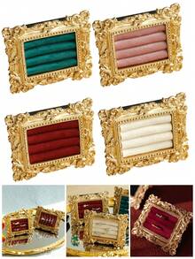 1 pieza Bandeja de joyería dorada, Organizador de joyería elegante, Soporte para exhibir aretes y anillos, Estante de almacenamiento de joyería, Regalo para ocasiones especiales - Expositor de anillos - Ver 7