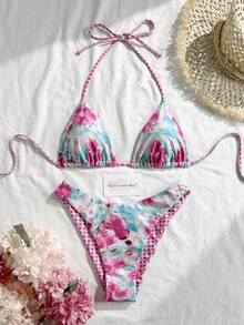 2025 Reversible Printed Sexy Bohemian Style Halter Bikini Swimwear 2 Pieces Set Vacation Beach Summer - Multicolor - View 6