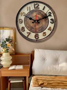 1个10英寸/12英寸现代木质挂钟，静音石英抽象树纹圆形木质挂钟 - 电池供电，温暖的木纹设计，适合客厅和卧室装饰，圣诞节和新年礼物（不含电池） - 彩色 - 查看 4