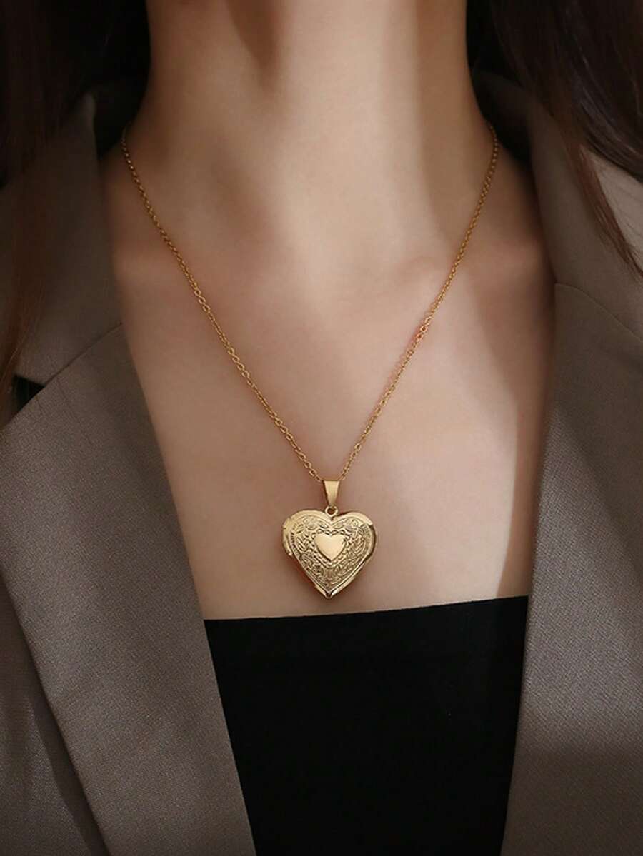 Elegant Valentine's Day Jewelry, Creative Heart-Shaped Pendant Necklace, Romantic Gift For Lovers - Heart-shaped Valentine's Day Pendant Necklace - View 1