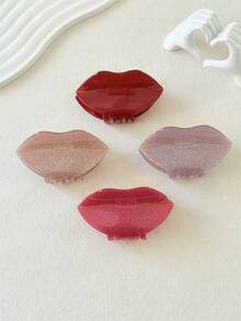 1个情人节女士甜美优雅闪亮浪漫仿唇发夹，红色和粉色可选，适合马尾辫、派对、日常外出、发饰，波西米亚风可爱派对配饰，女士发饰，优雅发爪，时尚发夹 - 彩色 - 查看 8