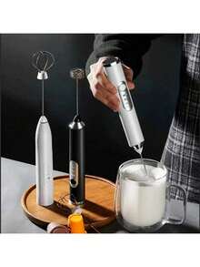 2 em 1 | Batedor Misturador Mixer Elétrico para Bebidas Leite Café Clara de Ovo - Multicolorido - Visão 10