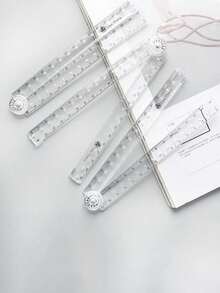 1支30厘米透明折叠尺，柔性折叠尺，学生绘图尺，创意透明亚克力折叠尺，简易刻度塑料学生绘图测量工具，学校用品，绘图工具，适用于学校、办公室等场所。 - 彩色 - 查看 2