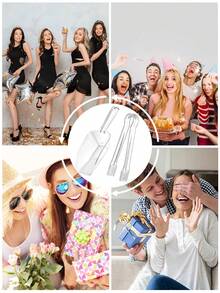 1件/2件/4件/12件透明塑料冰夹和冰勺套装，可重复使用食品夹，小型冰钳，甜点夹，开胃菜夹，沙拉夹，糖夹，锯齿自助餐夹，带柄方铲，冰勺，多功能厨房食物勺，谷物铲，咖啡豆铲，面粉铲，猫狗粮铲 - 彩色 - 查看 10