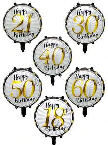 5 件/套 18 英寸金色和黑色铝箔气球，圆形数字气球，适合 21 岁、30 岁、40 岁、50 岁、60 岁生日庆祝，适合周年纪念派对、生日派对装饰 - 彩色 - 查看 13