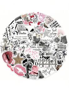 50张银色“银色幸运女孩”贴纸套装，适用于笔记本、头盔等。 - 彩色 - 查看 6