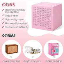S Chenge Money Bank Wooden Cash  Box With $2000 Goal Piggy Bank For And Adults Pink - 45 inch - Xem 6