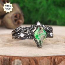 2pcs 925 Sterling Silver Ring Set, Inlaid With 7*10mm/3ct Aqua Agate, Accented With 3pcs D Color VVS1 Clarity Moissanite, Luxury Vintage Couple Rings, Suitable For Wedding, Engagement, Anniversary, Valentine's Day Gift