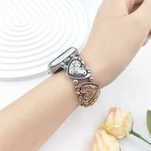 1条情人节表带，复古心形金属手链表带，兼容苹果手表表带38mm 40mm 41mm 44mm 45mm 49mm（S10 42mm）（S10 46mm），女士简约心形雕刻图案弹力链表带，兼容 Series 11 Ultra 3 SE3 Ultra 2 S10 SE2 9 8 7 SE 6 5 4 3 2 1，感恩节、情人节礼物。 - 彩色 - 查看 7