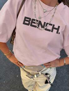 女款圓領短袖基礎 T-shirt，柔軟親膚面料，休閒日常街頭風百搭上衣 - 粉色 - 查看 8