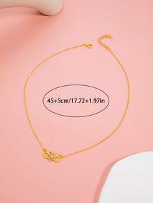 1 pieza Collar con colgante de corazón infinito incrustado con rhinestones, collar de mujer Mobius de amor eterno - Dorado - Ver 4