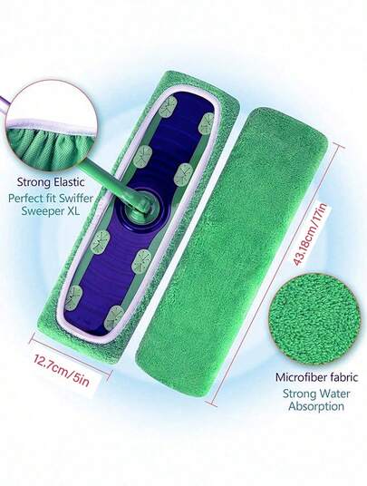 Almohadillas de microfibra reutilizables, compatibles con el trapeador XL, ideales para cocina, sala de estar, dormitorio, uso en seco y húmedo. Paños de repuesto para pisos de madera, azulejos y talla grande. Herramienta de limpieza doméstica altamente efectiva para eliminar el polvo y las manchas. Mantiene los pisos limpios e higiénicos con un mínimo esfuerzo. Un elemento imprescindible para la limpieza doméstica diaria.