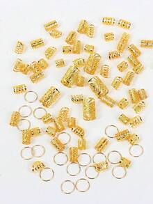 85件金色混合元素编织发圈 节日派对嘻哈朋克街头风发饰 头扣 波西米亚风发夹