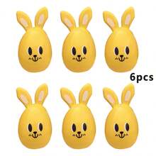 Juego de 6 huevos de Pascua rellenables con diseño de orejas de conejo, de plástico vacíos, para divertirse y decorar. - Amarillo - Ver 6