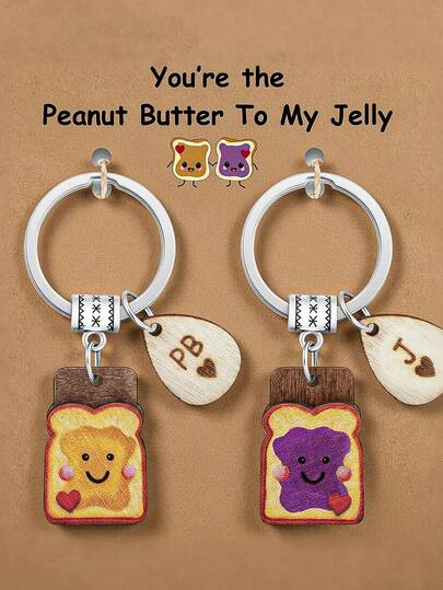 送给女性的礼物，钥匙扣，情侣款钥匙扣，情人节礼物，送给离职、订婚或乔迁女同事的礼物，可爱卡通雕刻钥匙扣吊坠，适合情人节、节日派对、复活节和其他场合，为人生新篇章做好准备。