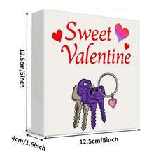 Sweet Valentine Decorative Wooden Box - Festive Valentine's Day Gift Box With Red Heart Graphics, Keychain & Heart Charm, Ideal For Storage Or Gifting, Simple And Cute Design - White - View 5