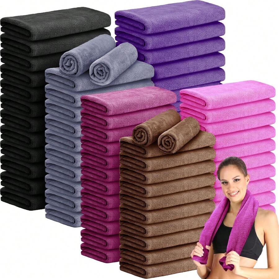 12 Pcs Microfiber Gym Towel 12 X 12 In Bleach Proof Towels Absorbent Soft Sweat Towels Quick Dry Lightweight Towel For Hand Salon Bath Spa Hotel Pool Home Hair Care(Light Grey) - Multicolor - View 1