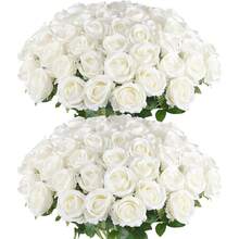 1/5/10pcs Artificial White Rose, Fake Rose, Suitable For DIY Wedding Bouquet, Tabletop Decor, Bridal Shower, Valentine's Day Decoration, Baby Shower, Home Decor, Living Room Decor - White - View 11