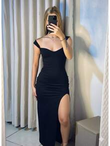 Long Dress With Slit, Size P/Graduation 2026, Party, Wedding, Ball - Negro - Ver 2