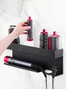 Wall Mount Blow Dryer & Curling Iron Holder Rack, For Storing Hair Care Products, Blow Dryer And Curling Iron, No Drilling Required Hair Tool Storage Box, Bathroom/Salon Hair Tool Storage Rack Bathroom - Multicolor - View 4