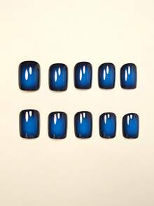 24 miếng dán móng tay vuông ngắn tức thì! Miếng dán móng tay acrylic màu xanh ngọc bích chuyển sắc và đen xanh ombre sang trọng, độ phủ toàn bộ móng, phù hợp cho phụ nữ và bé gái. Bao gồm 1 miếng dán có keo và 1 miếng dán gel mini. Giao hàng ngẫu nhiên. Dụng cụ làm móng - Màu xanh lam - Xem 2