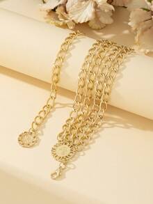 Street 1pc Alloy Multi-Layer Exaggerated Waist Chain With Queen Head Design Halloween Summer, School Fall, Autumn, Halloween - Silver - View 7