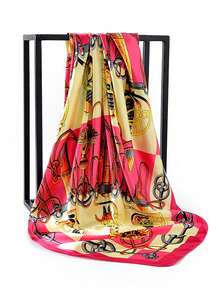 女士头巾和方巾 - 玫紅色 - 查看 3