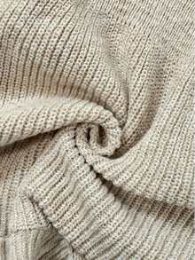 SEREN 春夏新款V领浅杏色女士针织上衣，休闲、度假、优雅、时尚、简约，立体金属纽扣 - 杏色 - 查看 8