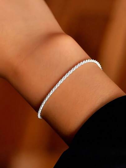 1 Pc S925 Sterling Silver Starry Sky Bracelet & Anklet Minimalist Sparkling Jewelry Accessory For Women Daily Wear Elegant Gift