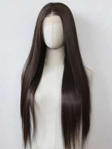 180%密度深棕色13x4蕾丝前假发，巧克力棕色长直蕾丝前假发，女士预拔毛带婴儿发，自然发际线，巴西原生人发，骨直假发 - S4 - 查看 5