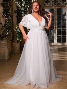 Women Plus Wedding Dresses - White - View 1