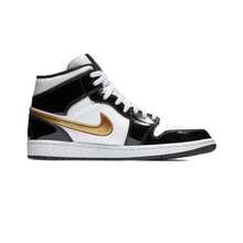 Nike Air Jordan Air Jordan 1 Mid Patent SE Black Gold Jordan 1 AJ1 852542-007 Retro Basketball Shoes - 白色 - 查看 3