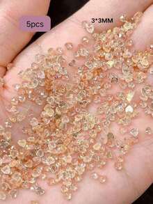 5pcs Transparent Rhinestone Heart Shaped Nail Art Decorations, Colorful Sparkling Mini Flat Nail Gems, Elegant Nail Jewelry, Perfect For Valentine's Day Nail Decor - Multicolor - View 5