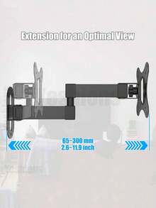 这款全方位电视/电脑壁挂支架可旋转、倾斜和伸缩，最大 VESA 标准尺寸为 100x100mm。它适用于 14-27 英寸的 LED、LCD 平面和曲面电视及显示器，采用单螺柱安装方式，最大承重为 22 磅。