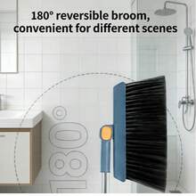 180 Degree Rotatable Broom And Dustpan Set, Suitable For Home Kitchens And Offices - Blue - View 2
