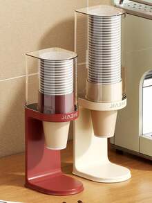 Soporte desechable para vasos de papel, organizador de escritorio para uso doméstico y comercial en cafeterías, bares y restaurantes, soporte para vasos de papel montado en la pared, adecuado para el hogar, la oficina y el dispensador de agua - Blanco - Ver 1