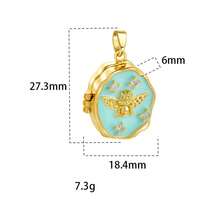 1件时尚项链吊坠，DIY饰品，百搭造型，独特创意彩色珐琅水钻照片盒铜镀金项链吊坠，女士款