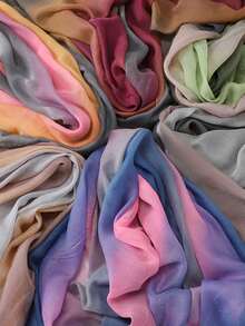 Spring/Summer Modest Tie Dye Tie-Dye Floral Print Soft Breathable Headscarf - Multicolor - View 8