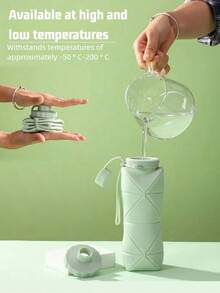 1pc 600ml Folding Sports Water Bottle For Women Men Portable Silicone Cup Reusable Drinking Bottle Outdoor Fitness Gym Travel Camping Hiking Trekking Office School Supplies - 灰色 - 查看 3