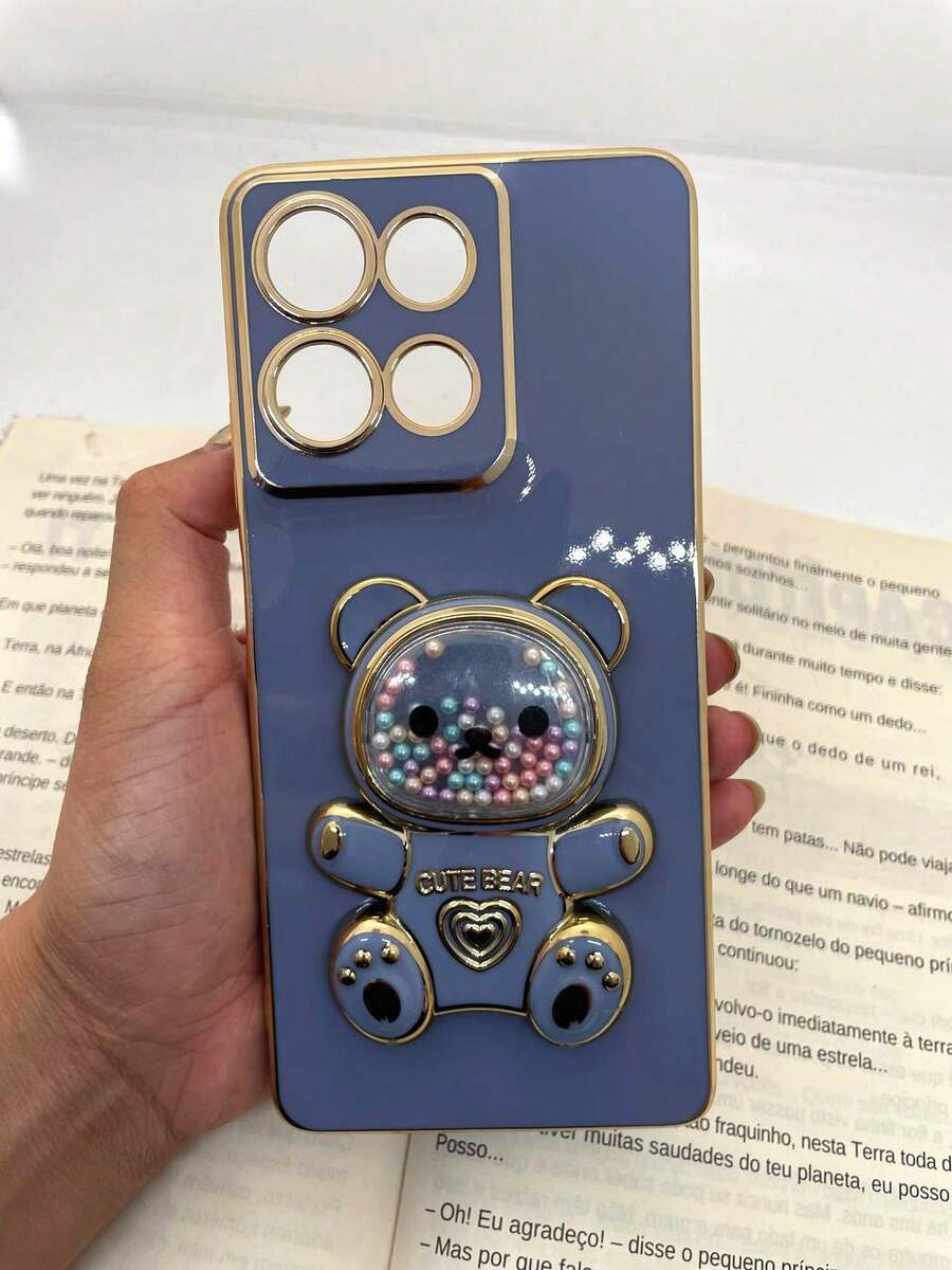 Phone Case Compatible With Moto G75 5G, Teddy Bear Design. - Blue - View 1