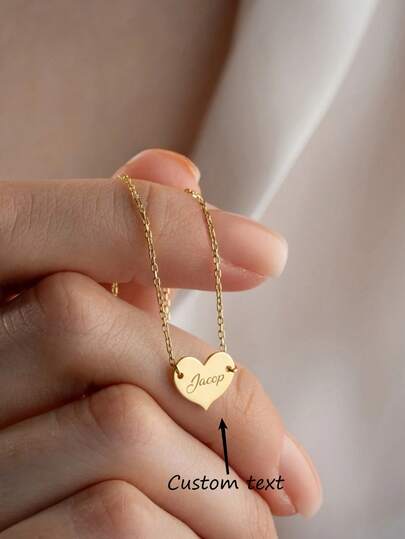 1pc Customized Stainless Steel Heart Shaped Necklace, Elegant, Fashionable, Classic And Versatile, Suitable For Daily Wear, Holiday Gifts, Valentine's Day, Mother's Day