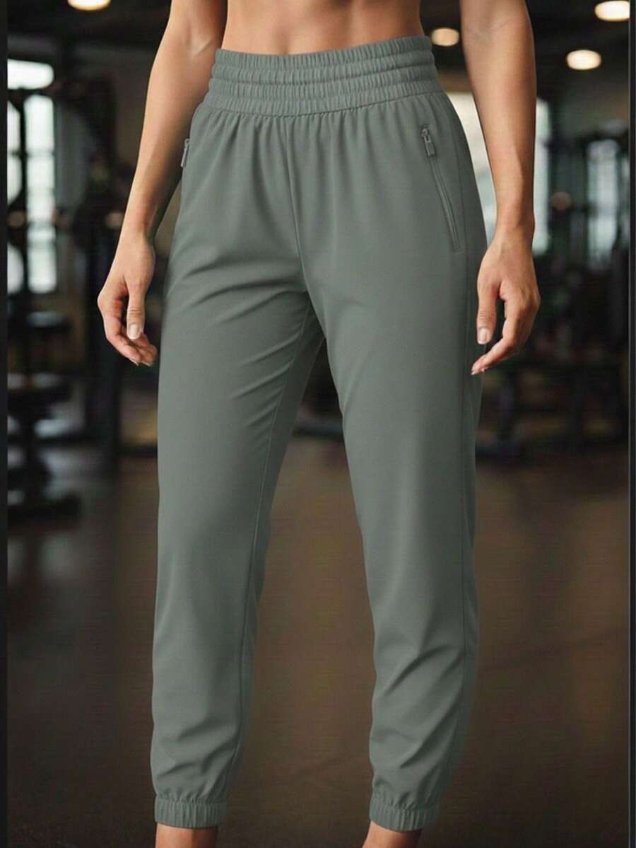 Women's Dry Fit Leggings In Cool Silk With Elastane, Sportswear, Fitness, Slim Fit - 霧霾藍 - 查看 1