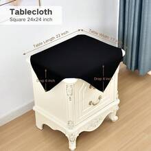 Mantel de mesa cuadrado pequeño de 24x24 pulgadas, lavable de poliéster, mantel de mesa lateral sólido negro de alta resistencia para mesa de comedor, hogar y fiesta - Cuadrado negro de 24 x 24 pulgadas - Ver 3