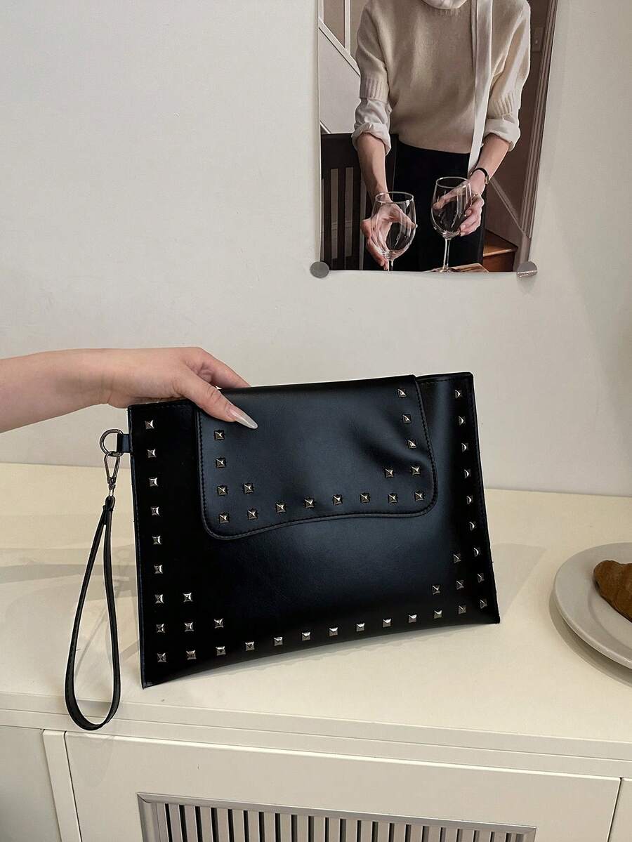 小信封包，时尚小众设计女士手提包 - 黑色 - 查看 1