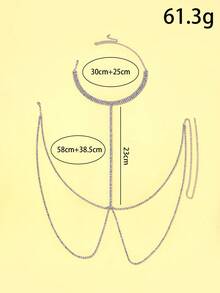 1pc Sexy Necklace Body Chain With Rhinestones, Fashionable Body Jewelry For Party