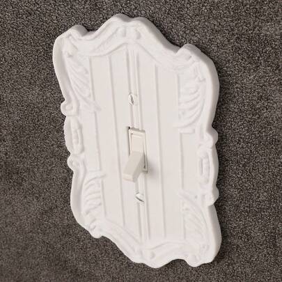 1pc French Style White Carved Decorative Switch Frame, Vintage Embossed Wall Control Panel Cover, Bedroom Wall Switch Luxury Beautifying Sticker, Comes With Screws, No Power Supply Needed